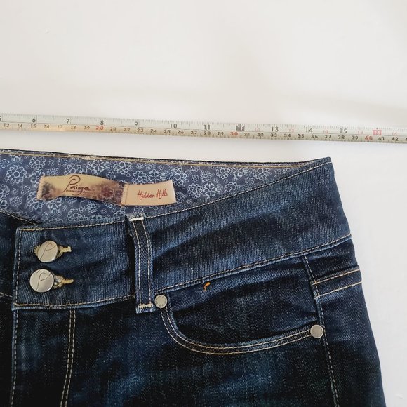 PAIGE Hidden Hills Mid Rise Boot Cut Blue Jeans - Picture 4 of 7